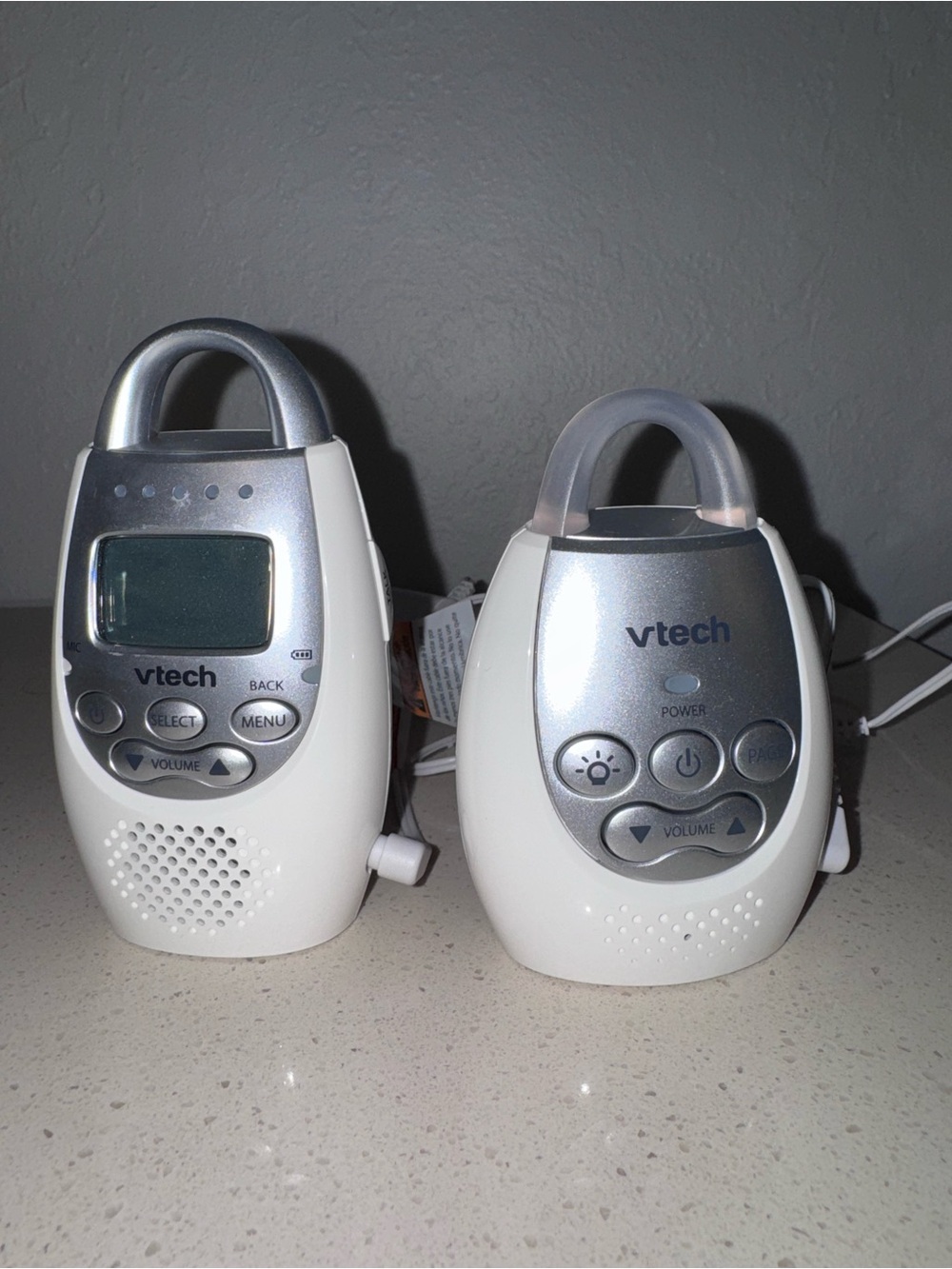 VTech White and Silver Portable Two-Way Baby Monitor Pair